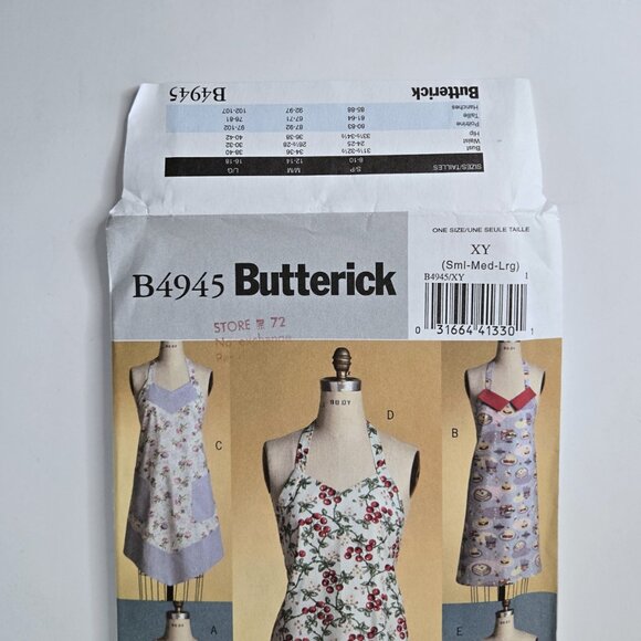 Butterick B4945 UNCUT Apron Pattern | 5 Retro Styles | Sizes S-L - Picture 2 of 4